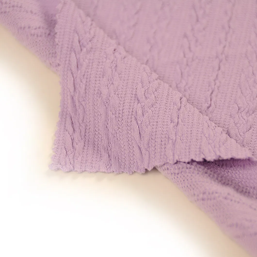 ขายด่วนผ้าสแปนเด็กซ์โพลีเอสเตอร์ที่เป็นของแข็งลายโซ่ผ้าถัก Jacquard สำหรับตัดเย็บเสื้อผ้า