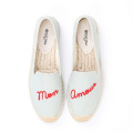 English letter embroidery patch women flat canvas shoes