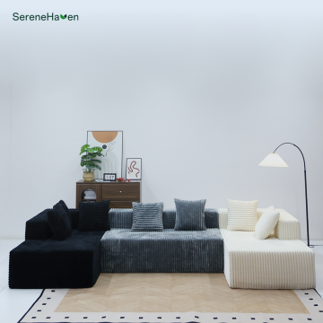 Moderne modulaire bank van corduroy voor minimalistisch leven