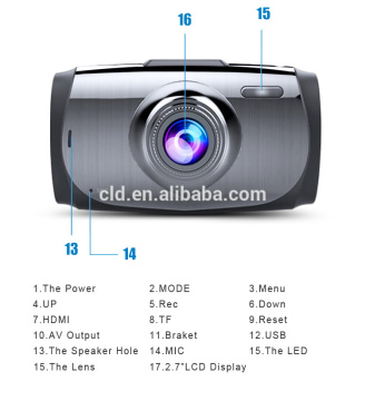 Loop recording 2.7 inches Screen 130 Degree Angle Full HD dash cam g-sensor hdmi gs8000l