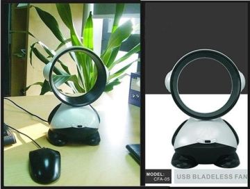 Grey 5 Inch Light And Portable Bladeless Electric Fan For Office