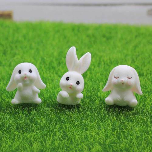 Miniaturas de jardín de hadas de conejos de zanahoria de dibujos animados decoración de micro paisaje artesanías de resina de animales accesorios de decoración del hogar DIY