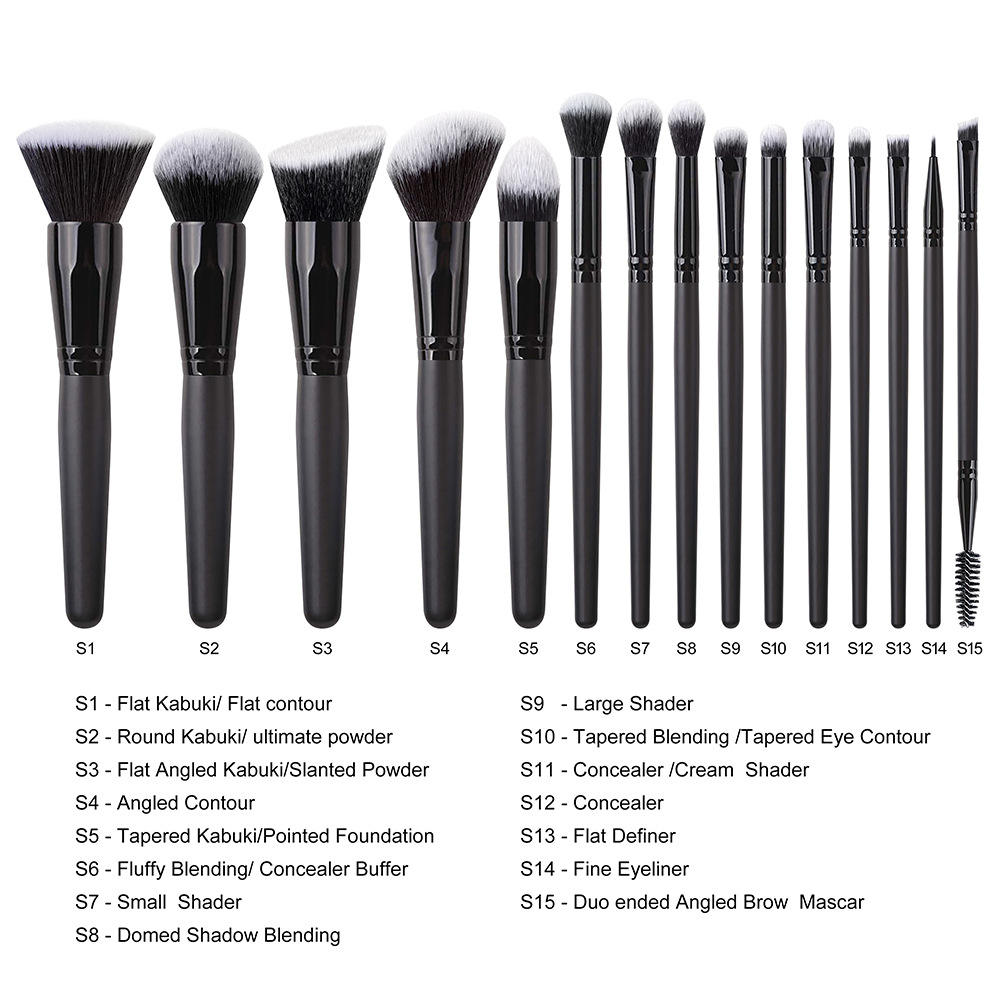 Mauri 15 Pieces Customs Logo Maquillaje Vegan Hair Black Makeup Brush Set Private Label Makeup Brushes Custom Logo Brush Box2 Jpg