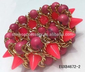 stretch metal chain and stones beads weaved bracelet,elastic awl bracelet,bracelets bangles,hot new product for 2015