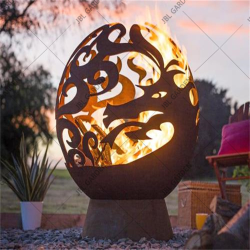 Plasma Metal Sphere Corten Steel Fire Ball