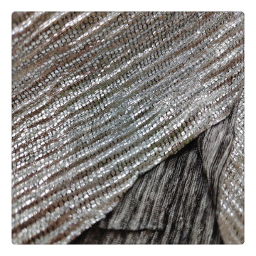 tecido de malha jersey folha metálica folha plissada tecido de poliéster tecido com papel alumínio