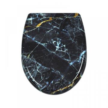 Duroplast Toilet Seat Soft close in black-marble pattern