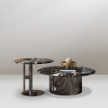 Modern Marble and Titanium Coffee Table Set