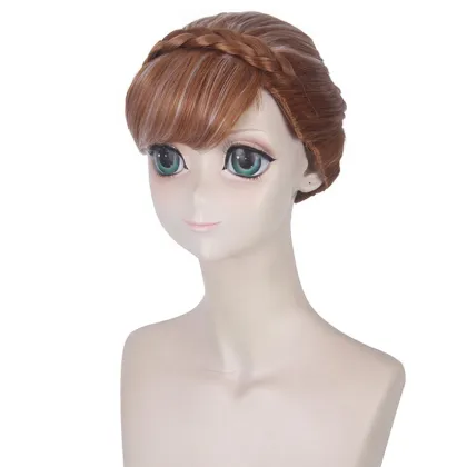 Ainizi Brown Updo Style Anna Cosplay Wig From Frozen