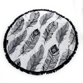 Circle Round Microfiber Beach Towel With Black Tassels