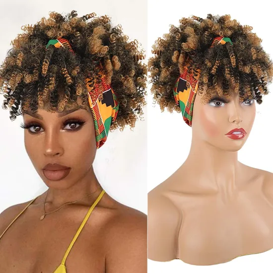 SC Afro Curly Braided Synthetic Headband Box Braid Wig With Bangs In Hairbands Synthetic Hair Turban Wrap Hairband Headband wigs