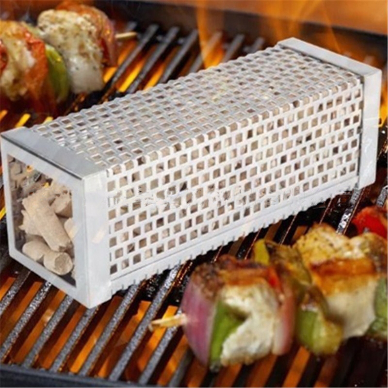 12 Inch BBQ Smoke Tube Stainless Steel Charcoal Pellet Grill Smoker Box Barbecue Cooking Smoke Generator for Smoking Fish Pork B