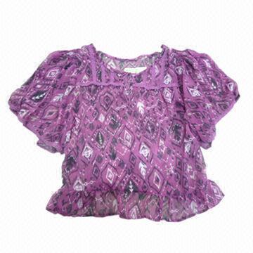 Ladies' Chiffon Top with Drop Hole and Cotton Draw Cord