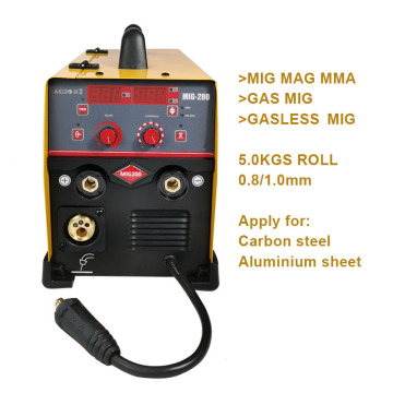 MAG MIG 200A inverter IGBT portable gas and gasless mig welding machine with 5 kgs wire capacity