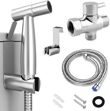 Stainless Steel Portable Jet Fresh Water Shower Holder Set with Bidet Spray