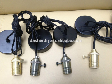sale E26 copper lampholder metal chandelier pendant light colourful fabric twist cable 1m