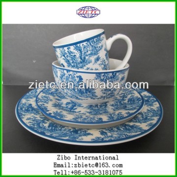 four -piece unbreakable ceramic dinner set with decal printing