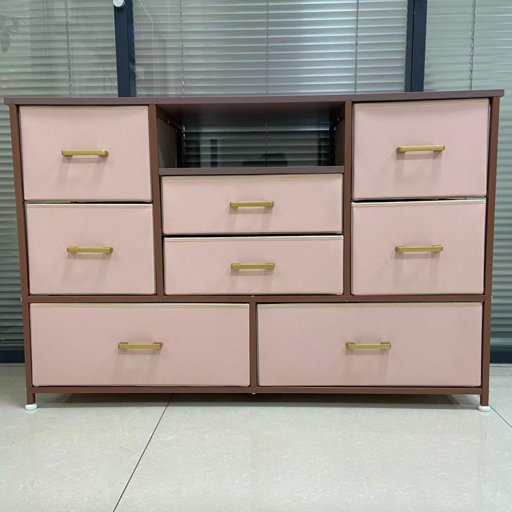 Calaixos de cuir rosa PU Dresser de calaixos d&#39;emmagatzematge