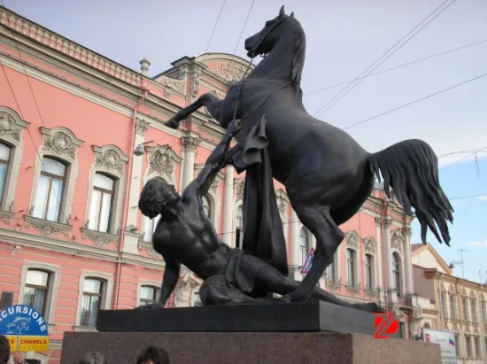 bronze roman horse statue fighting with man sculpture