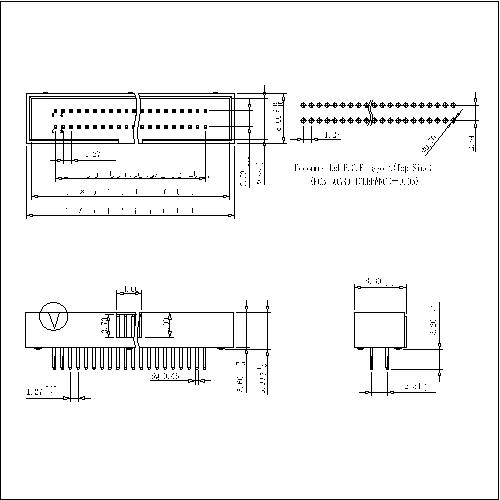 BHBS02 1.27x2.54mm Box Header 180°H=5.9