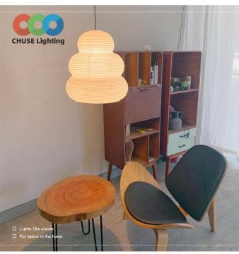 Japanese Art Style Rice Paper E27 Warm LED Indoor Hanging Lamps for Home Decoration
