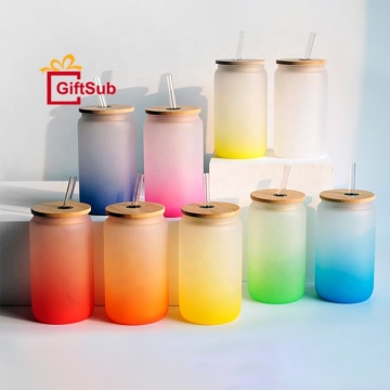 Customizable Sublimation Drinkware: 16oz Beer Can Blanks, Coffee Cups, Mugs, Tumblers, Frosted Glass Mugs with Bamboo Lid and Straws