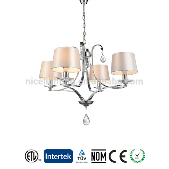 4 lights crystal decor chandelier lighting fabric shade european lamps