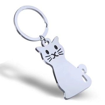 Custom Logo Car Alloy Keyrings mit Katzenzauber und Karten für Geschenk