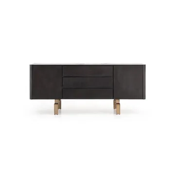 Luxury Modern MDF Veneer Corner Cabinet with Stainless Steel Legs