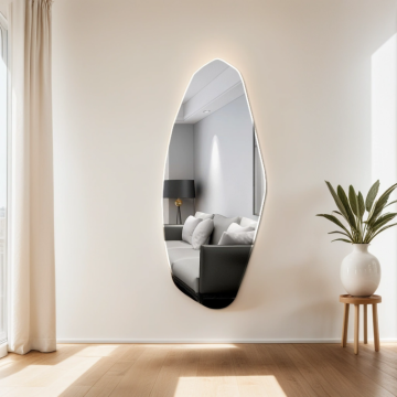 Miroir mural de bord moulu sans cadre asymétrique sans cadre