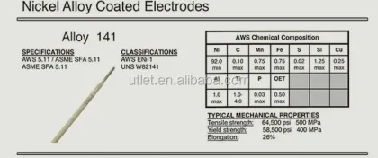 ERNi-1 Nickel Alloys Coated Welding Electrode