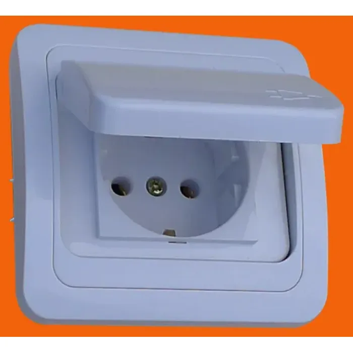 Водонепроницаемая настенная розетка Европы 10/16А с крышкой F2510
