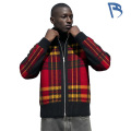Flame Plaid Turtleneck Knit Cardigan dengan Separuh Zip