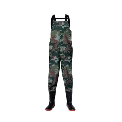 One-Piece Wading Pants with Rain Shoes and Thick Fishing Legs