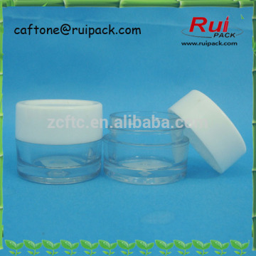 5ml empty plastic cosmetic jar, hot sale cream plastic jar, cosmetic jar with white plastic cap