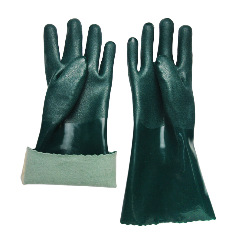 Green PVC coated gloves 14''