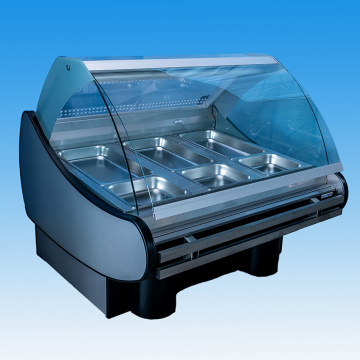 refrigerated counter with curved glass