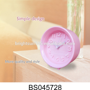 Free Sample ABS Material Pink Color Round Shape Digital Alarm Clock