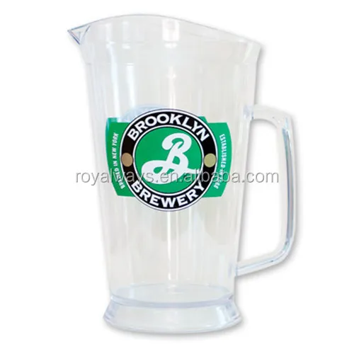 60 Ounce 1.7L PS Clear Durable Plastic Beer & Water Pitcher