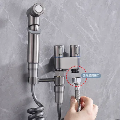 Household Copper Toilet Spray Gun Set with Angle Valve Faucet