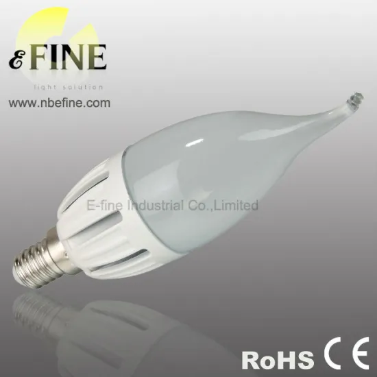 E14 LED candle bulb 3W 5W C37 candle flame shape led lamp ceramic lamp body 250lm