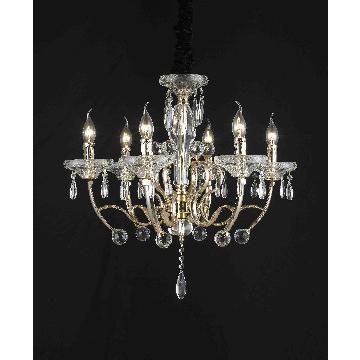MODERN CANDLE SMALL CRYSTAL CHANDELIER 6 ARM LIGHT FRENCH PROVINCIAL