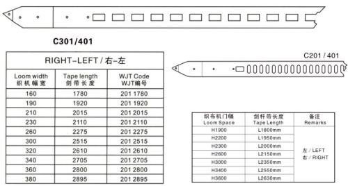 Rapier Loom Tapes for C301/401