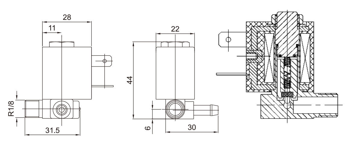 Dimension of 5523 Normally Closed Electrical Valve: