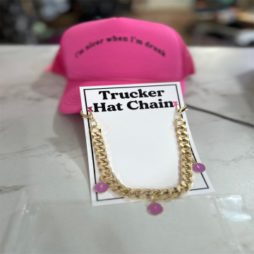 Trendy Custom Trucker Hats with Removable Enamel Charm Chains
