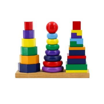 Rainbow Tower Game: A Stacking Rings Toy, Building Blocks, and Montessori Wooden Educational Playset for Toddlers