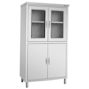 Stainless Steel Custom Restaurant Equipment with Glass Doors for Dish Storage