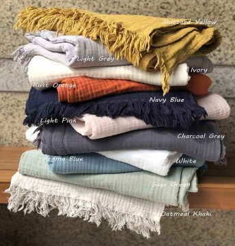 cotton baby muslin swaddle wrap blanket with tassel