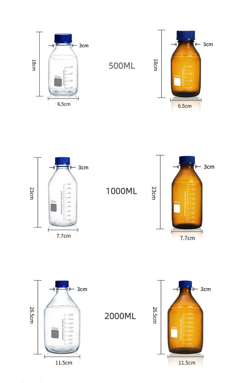 Round Graduated Glass Storage Bottle 