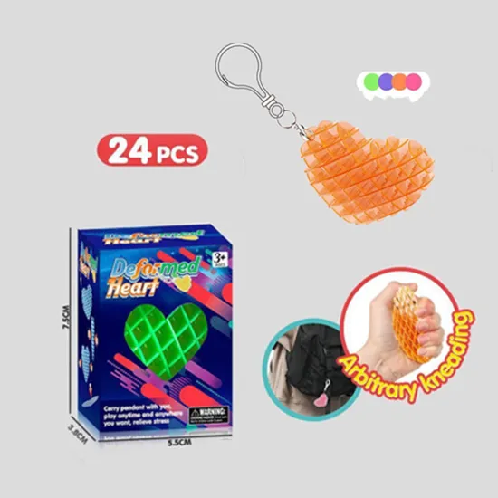 Free Shipping: 24Pcs Multicolour Fidget Pressing Toy, Magic Stress Relief & Love Stretch Mesh Keychain Toy by DollarToy